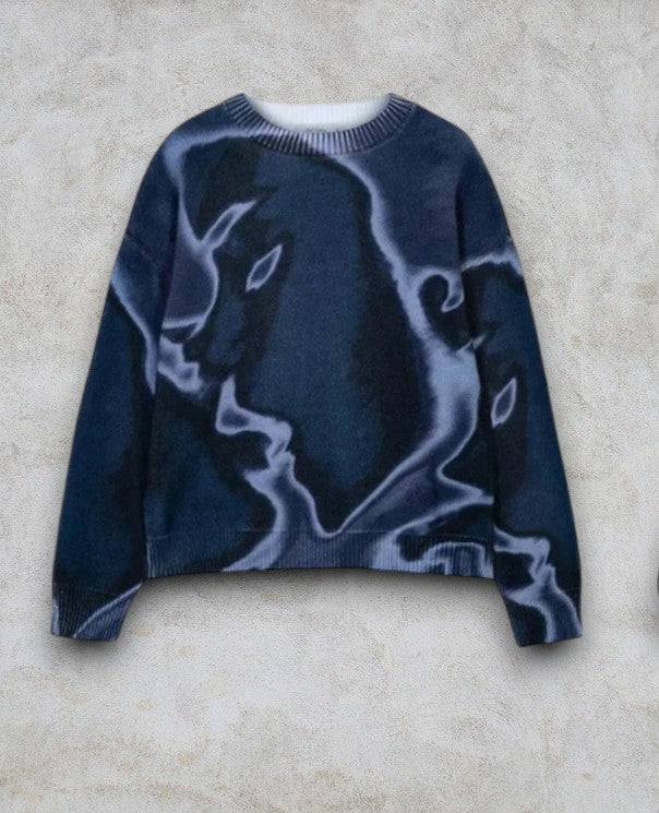 Pull Oversize Abstrait Violet & Rose