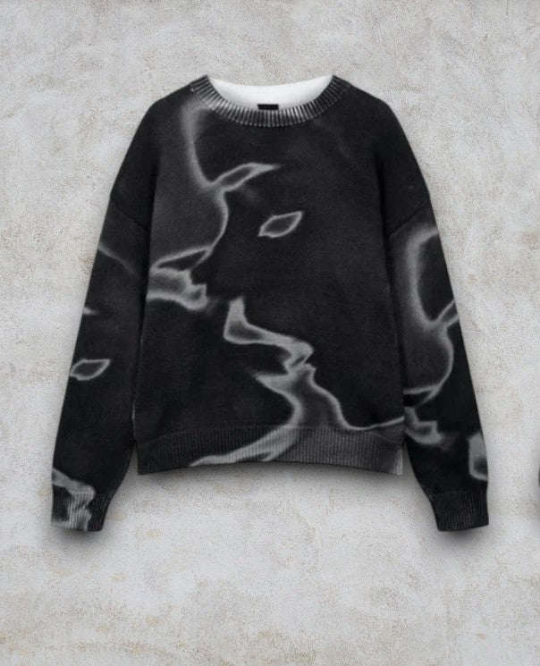 Pull Oversize Abstrait Violet &amp; Rose
