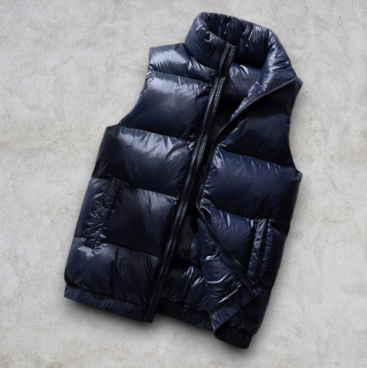 🖤 Doudoune Sans Manches Noire – Effet Brillant