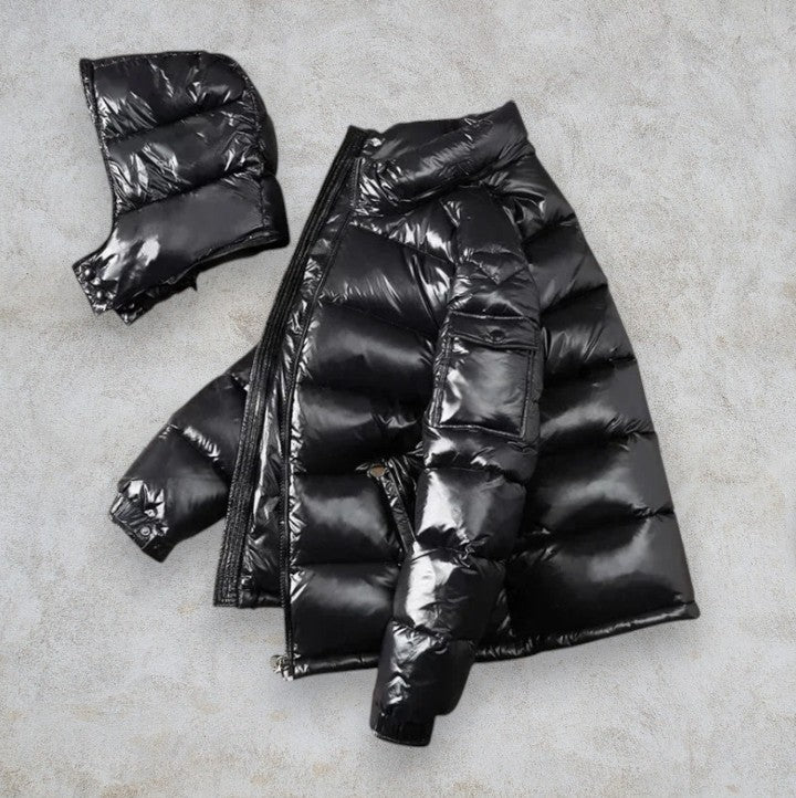 🖤 Doudoune Noire Brillante "Midnight Storm" – Édition Premium